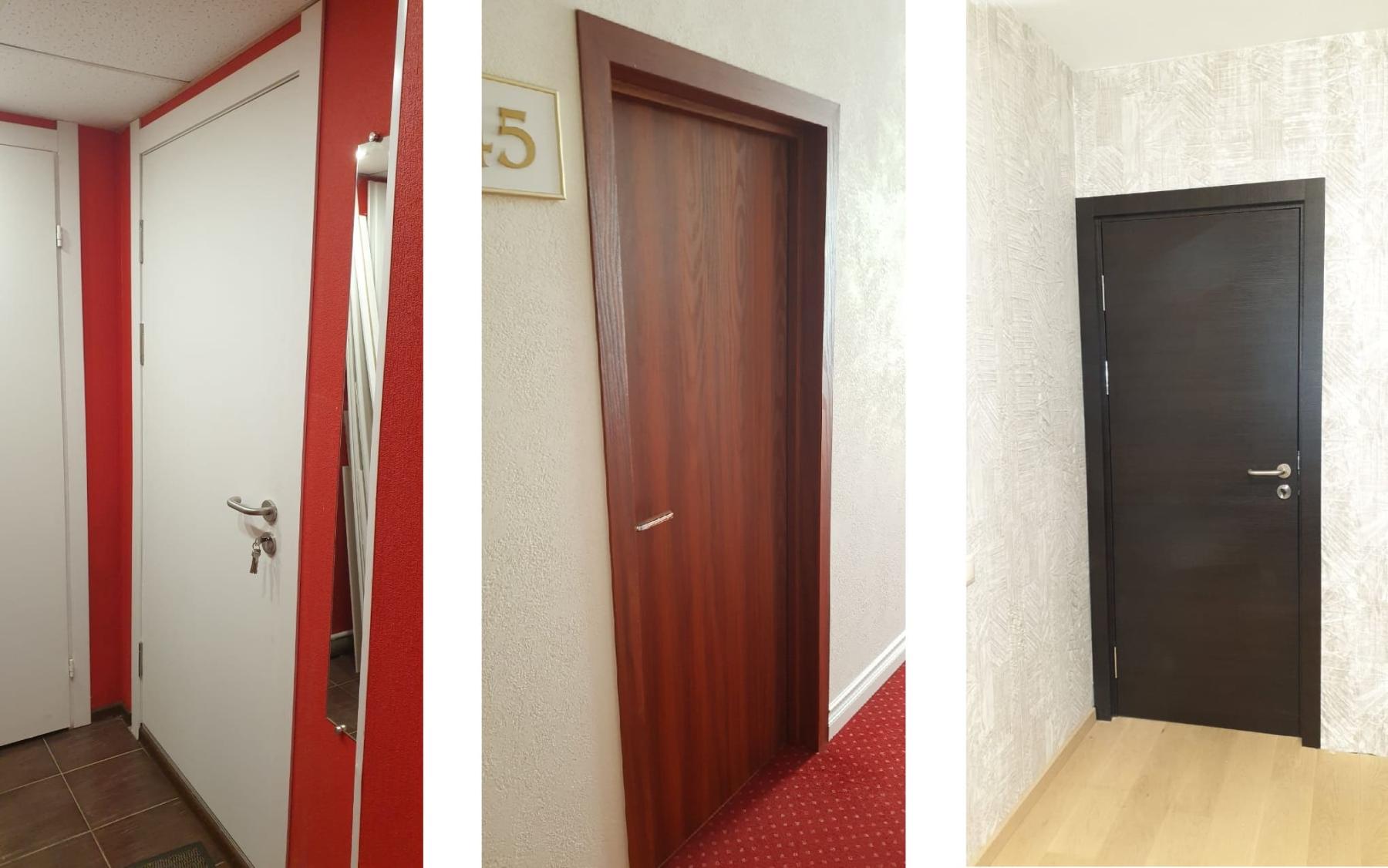 Распашные двери Ostium Doors, установленные в номерах гостиниц, хостелов, мотелей